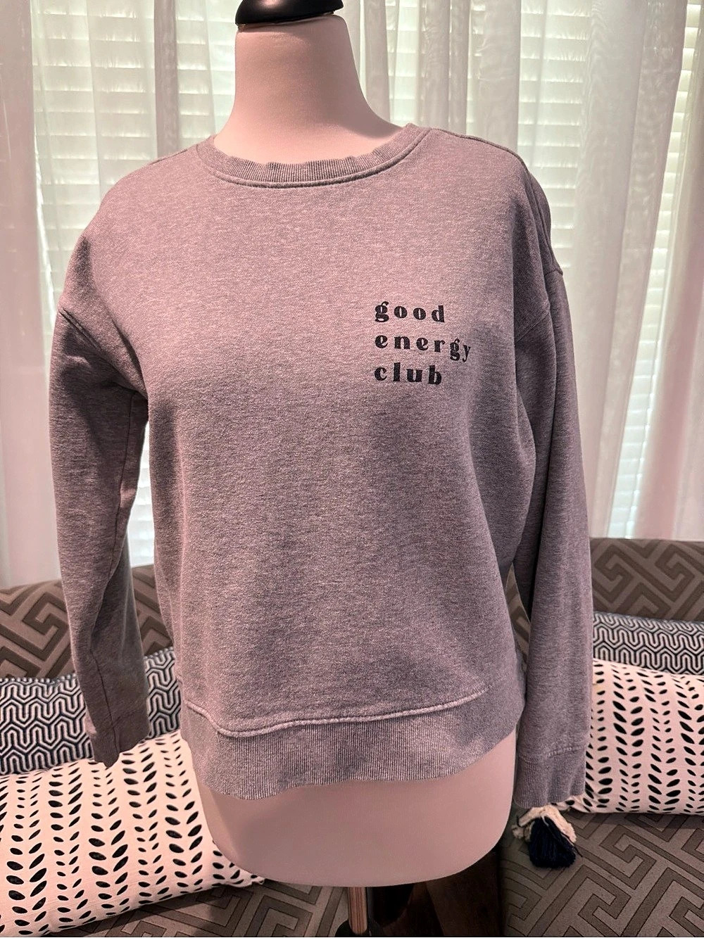 Pact Good Energy Club Organic Cotton Crewneck Gray Medium